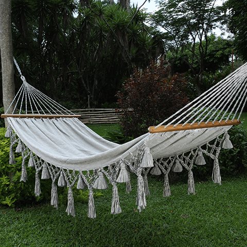 Canvas Hammock Upcycled - Transforming discarded materials into island luxury.