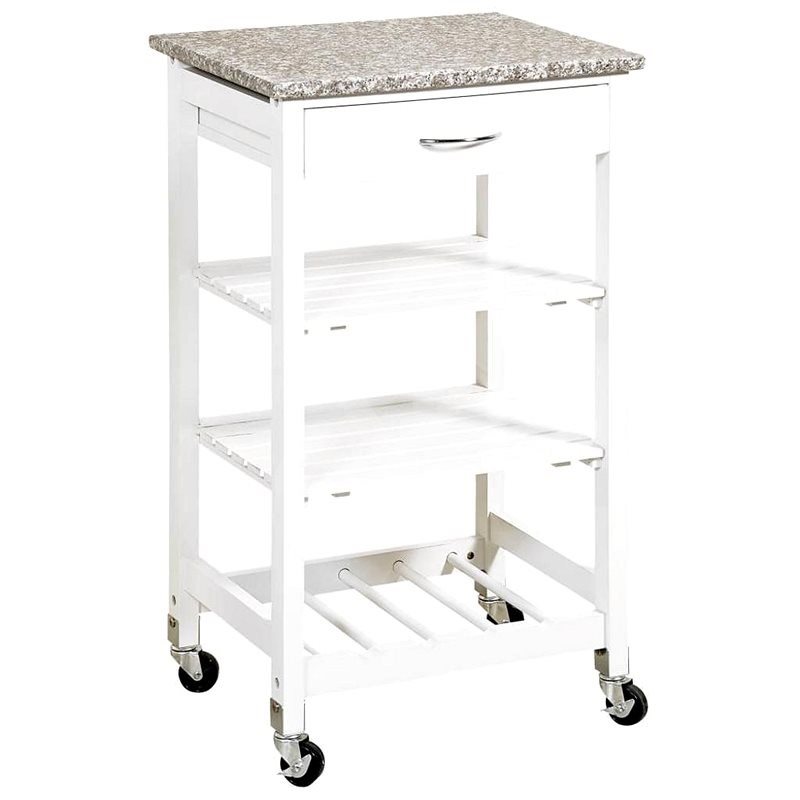 Kesper Kitchen Trolley White with Granite Countertop