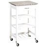 Kesper Kitchen Trolley White with Granite Countertop