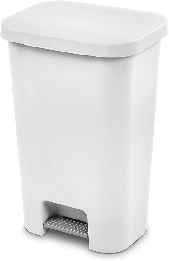 Sterilite 45 Liter Step-On Wastebasket White