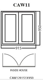 Aluminum Glass Casement Window, White, CAW11, 915 x 950mm