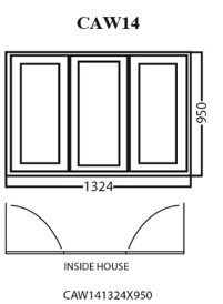 Aluminum Glass Casement Window, White, CAW14, 1324 x 950mm