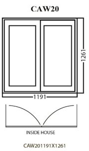 Aluminum Glass Casement Window, White, CAW20, 1191 x 1261mm