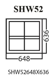 Aluminum Single Hung Window, White, SHW52, 648 x 636mm.