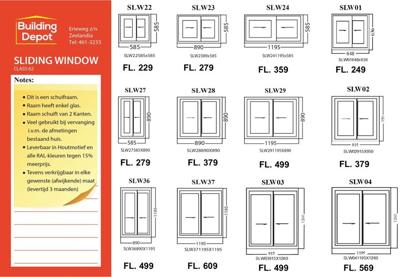 Aluminum Sliding Window, White, SLW01, 648 x 636mm