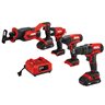 PWR CORE 20™ 20V 4-Tool Combo Kit: Drill Driver, Impact Driver, Reciprocating Saw, Spot Light