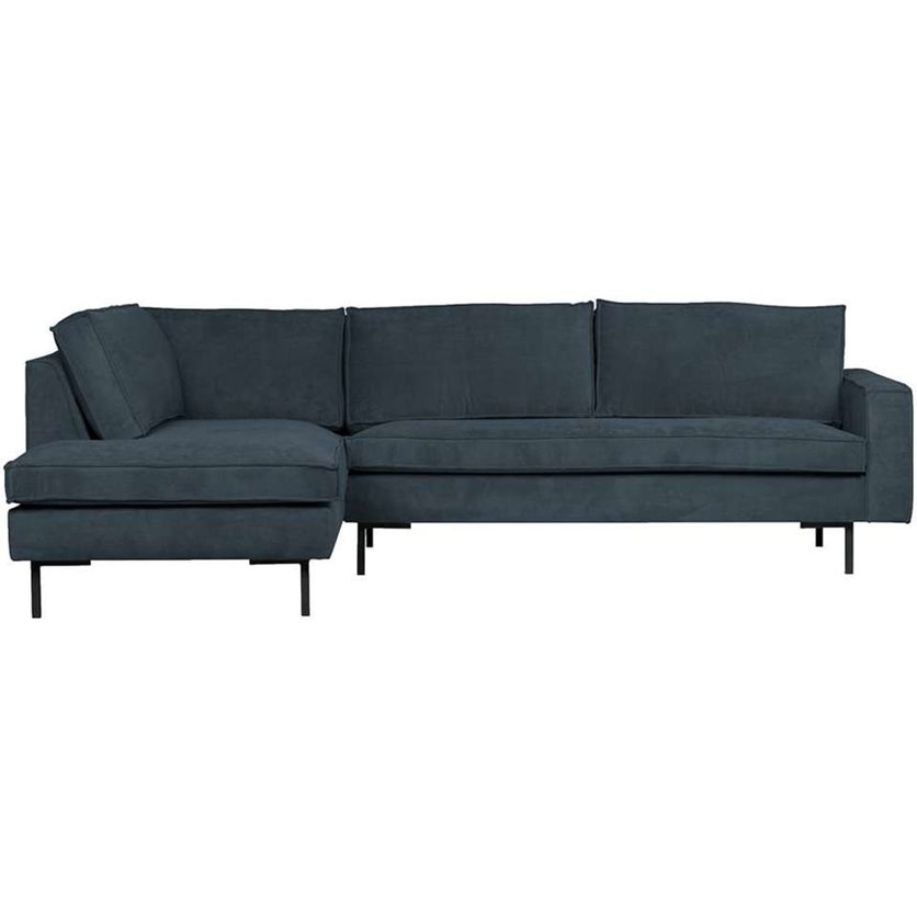 Woood corner sofa Arwin left - steel blue