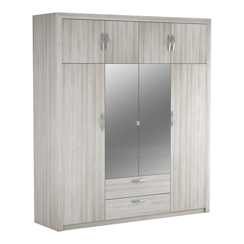 2+4-Door 2-Mir.Dr 2-Dwr Wardrobe - Oak
