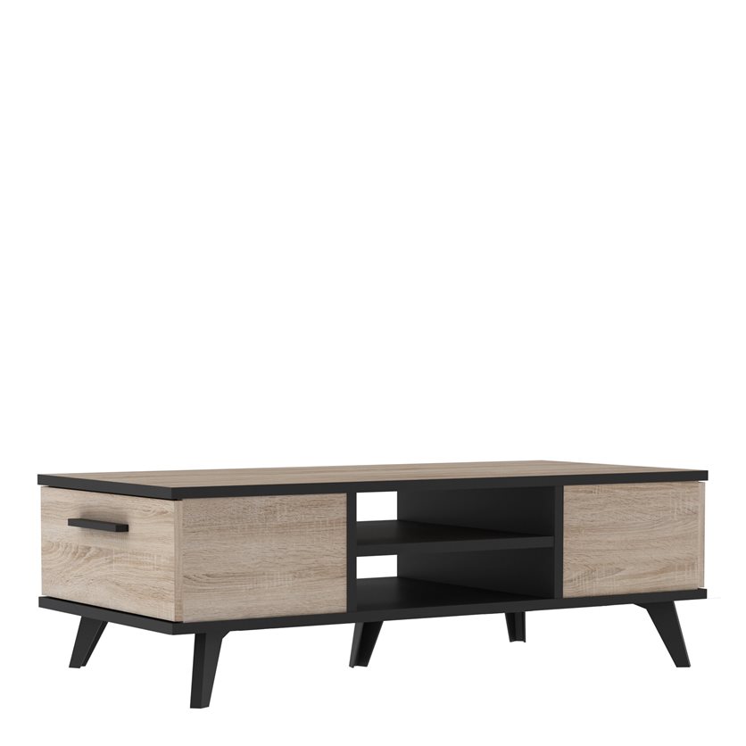 Coffee Table 2D / 1 Shelf &apos;Wayne&apos; - Oak/Black