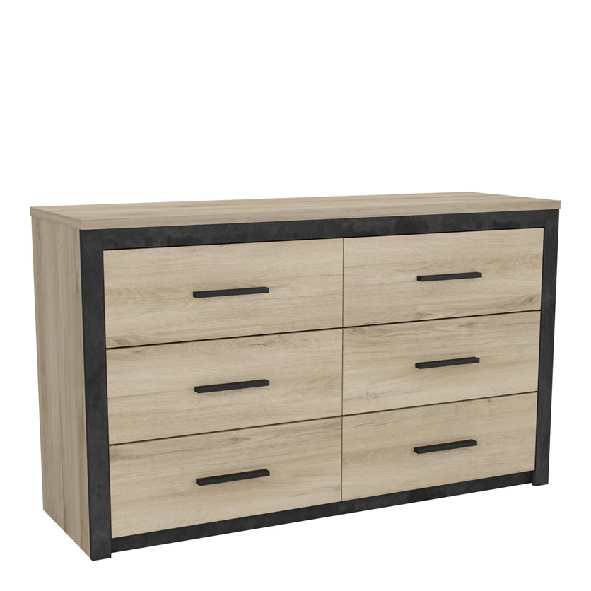 6-Drawer Chest &apos;Colorado&apos; - Oak/Black
