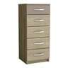 4+1-Drawer Narrow Chest 'Graphic' - Oak/Clay