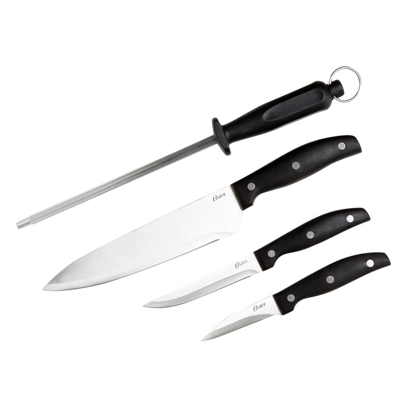Granger 4 pc Cutlery Set - Black - Satin Finish - Full Tang W/Triple Rivets - Bakelite PP Handle - SS - 1.5 mm
