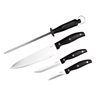 Granger 4 pc Cutlery Set - Black - Satin Finish - Full Tang W/Triple Rivets - Bakelite PP Handle - SS - 1.5 mm