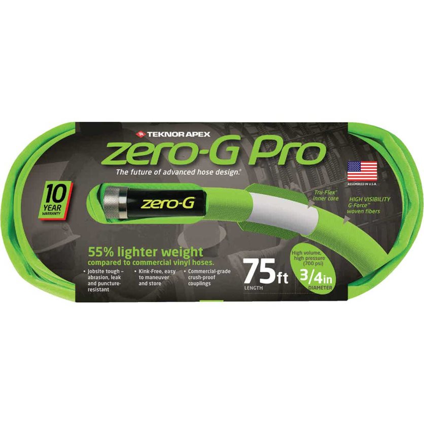 Zero-G Pro 3/4 In. Dia. x 75 Ft. L. Drinking Water Safe Garden Hose