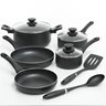 Ashford 10 pc AL CW Set - Black - Nonstick - Textured Ext. - Soft Touch Bakelite Handle - Aluminum - 2.5 mm