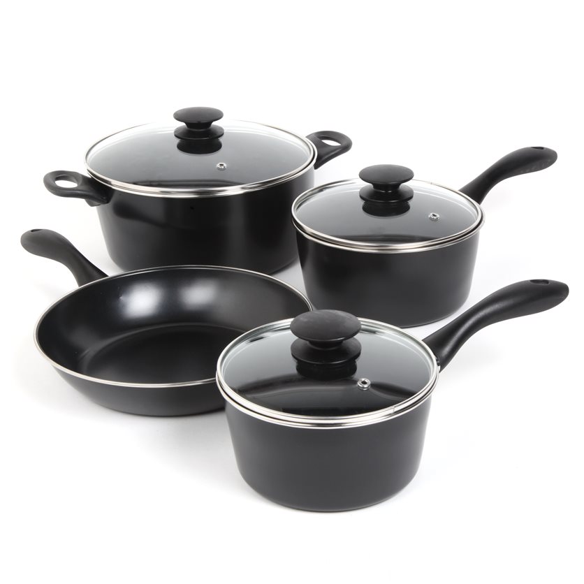 Armada 7 pc CS CW Set - Black - Taper Shape - Bakelite Handle - Non-stick Steel - 0.6 mm