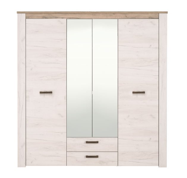 Kent Wardrobe - 4 Doors/2 Drawers - White Oak