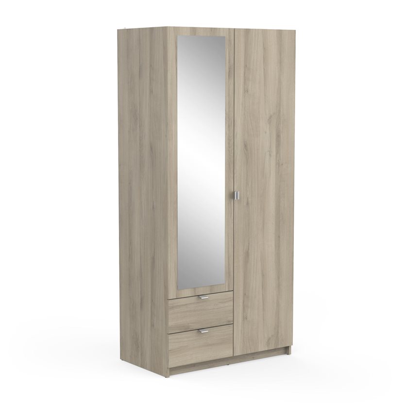 Mellie2 Wardrobe - 2 Drawer/2 Door/1 Mirror - Kronberg Oak