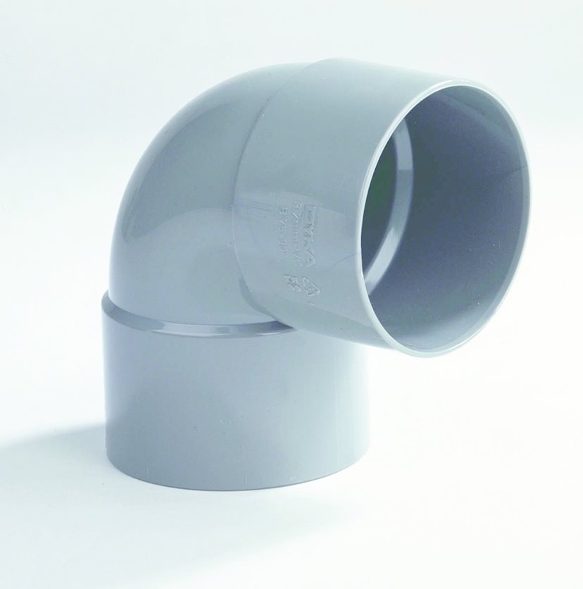 DYKA PVC Short Bend 110mm 2x Socket 90° Grey.