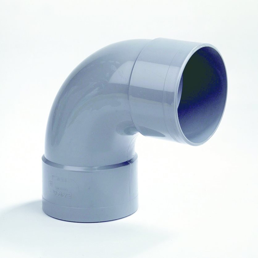 DYKA PVC Bocht 160mm 2x lijmmof 90° grijs.