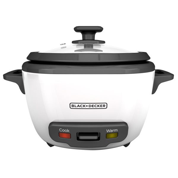 Black & Decker Rice Cooker, 14 Cups with Glass Lid and Steamer
