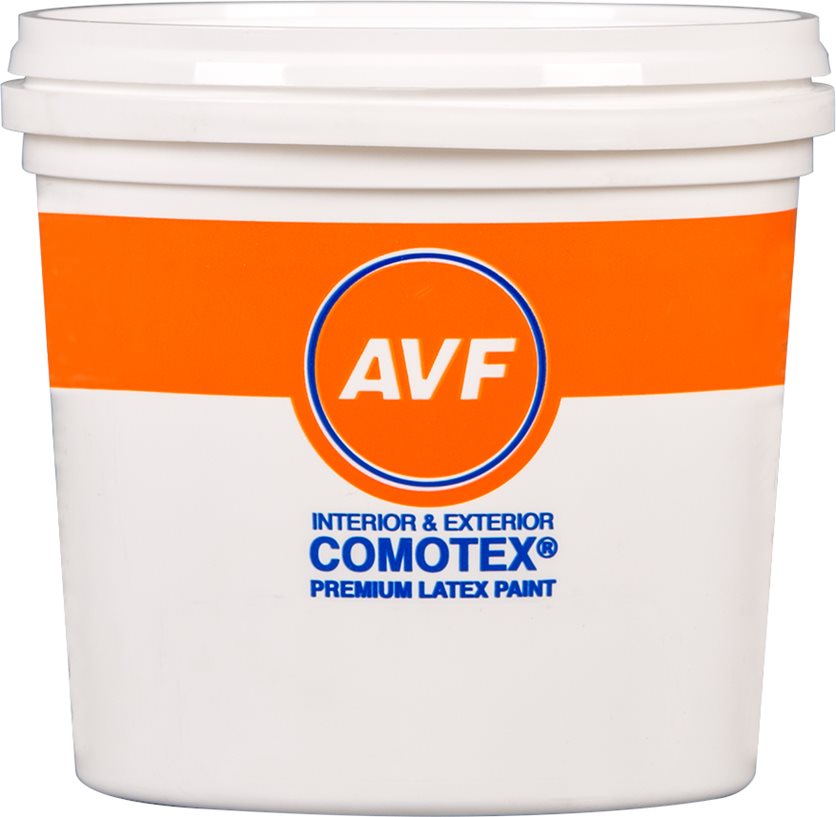 AVF Comotex is a high-quality flat Acrylic interior and exterior paint.