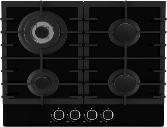 Built-In Gas Stove 4 Burners Black Glass